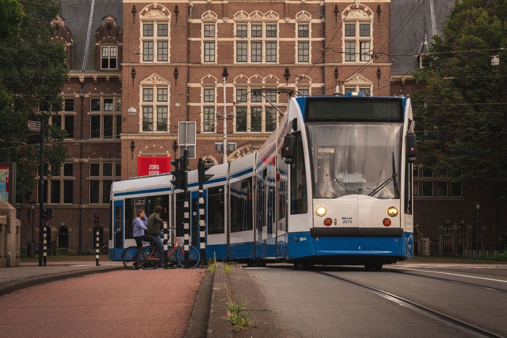 Tram near Rijksmuseum in Amsterdam