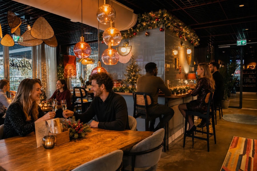 Christmas dinner with friends at Lucia’s in Amsterdam